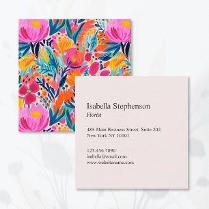 Abstraktes florales farbenfrohes Muster modern Quadratische Visitenkarte