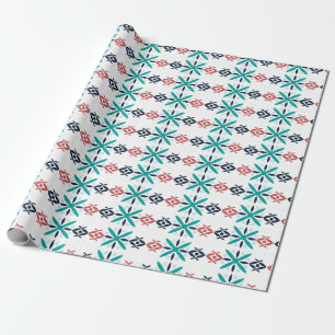 Abstraktes Florales Ferienmuster Blau Geschenkpapier