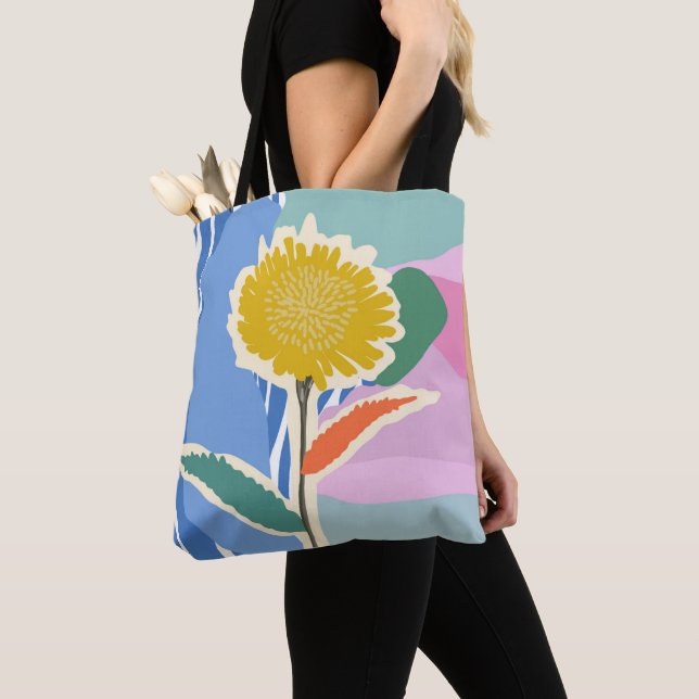 Abstraktes Florales Löwenzahn-Farben-Block-Moderne Tasche (Von Nahem)