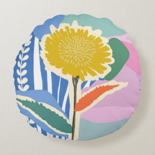 Abstraktes Florales Löwenzahn-Farbfeld Modern  Rundes Kissen