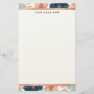 Abstraktes Florales mit Rosen-Gold-Rand Briefpapier
