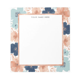 Abstraktes Florales mit Rosen-Gold-Rand Notizblock