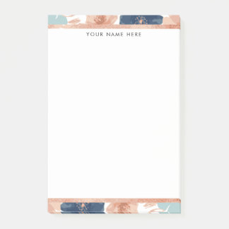 Abstraktes Florales mit Rosen-Gold-Rand Post-it Klebezettel