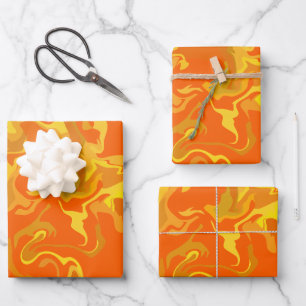 Abstraktes Fluiddesign mit warmen Tönen Geschenkpapier Set