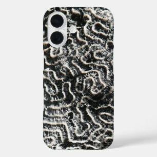 Abstraktes Foto der Schwarzen und Weißen Koralle I iPhone 16 Hülle