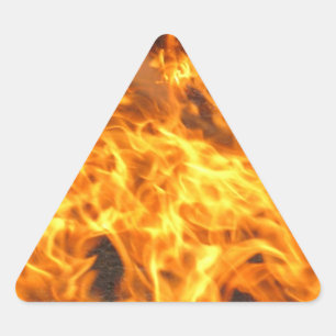 Abstraktes Foto mit gelben Orangen Flammen Dreieckiger Aufkleber