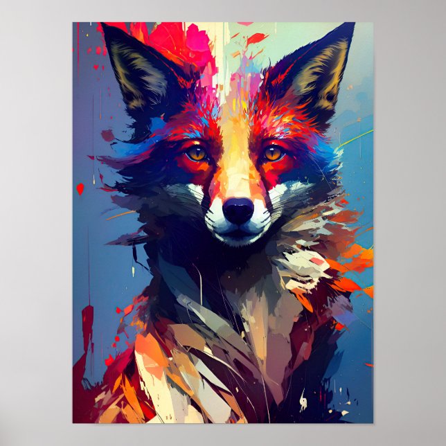 Abstraktes Foxportrait Poster (Vorne)
