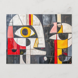 Abstraktes fragmentiertes Gesichtdesign Postkarte