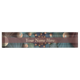 Abstraktes Fraktal Art Depth Brown Slate Blue Tite Namensplakette