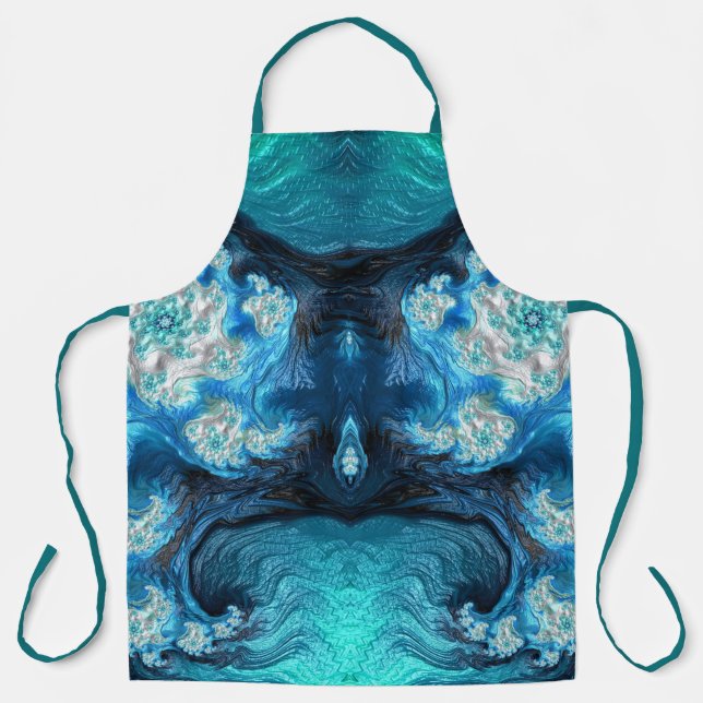 ABSTRAKTES FRAKTAL Blue Aqua White ~ Schürze (Vorderseite)