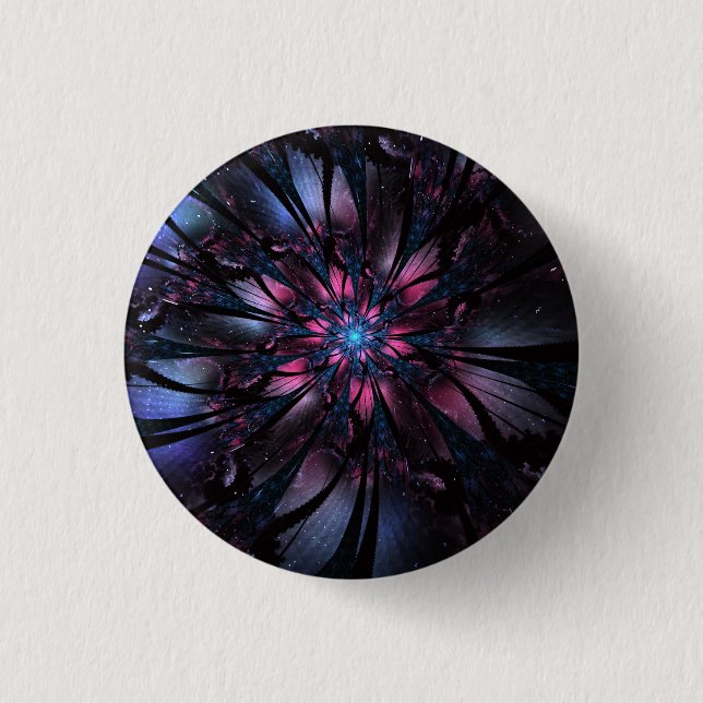 Abstraktes Fraktal Blume Design. Button (Vorderseite)
