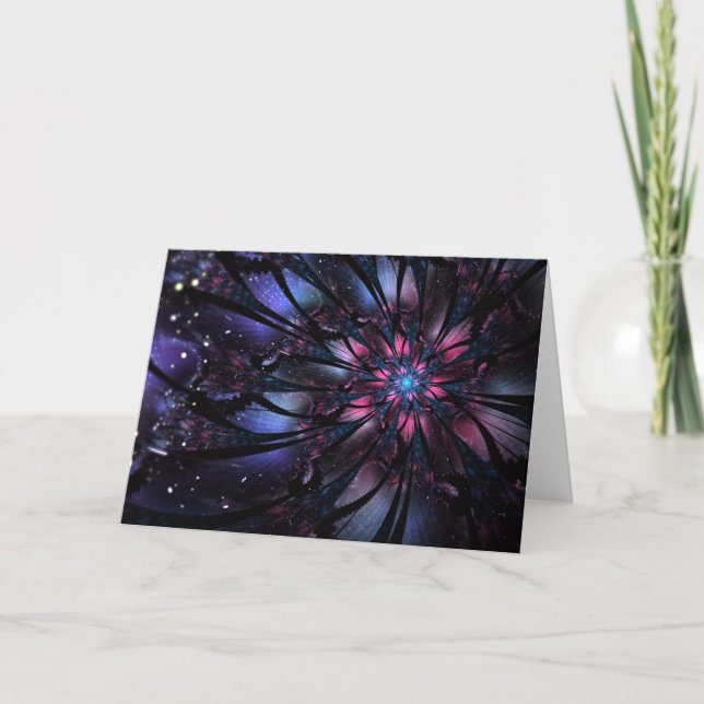 Abstraktes Fraktal Blume Design. Dankeskarte (Vorderseite)