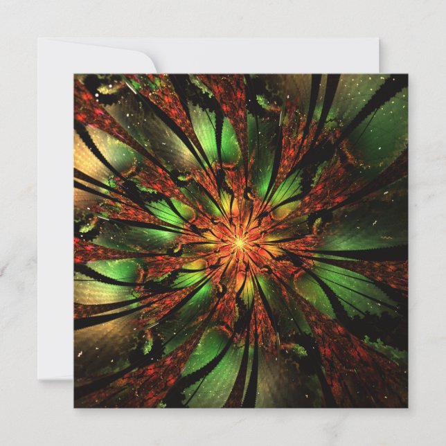 Abstraktes Fraktal Blume Design. Feiertagskarte (Vorderseite)