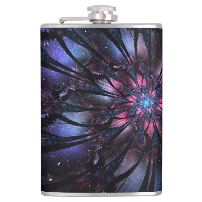 Abstraktes Fraktal Blume Design. Flachmann (Vorderseite)