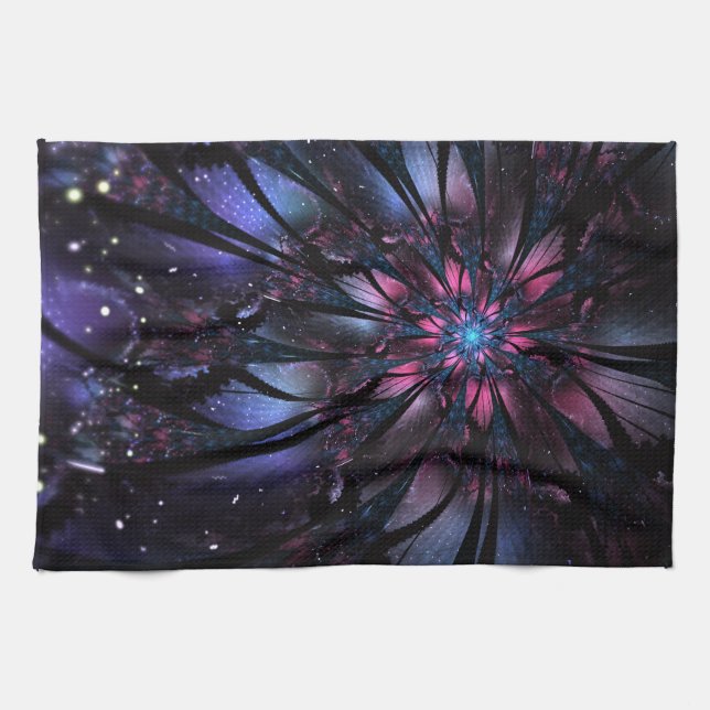 Abstraktes Fraktal Blume Design. Geschirrtuch (Horizontal)