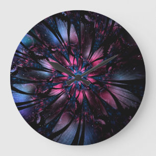 Abstraktes Fraktal Blume Design. Große Wanduhr