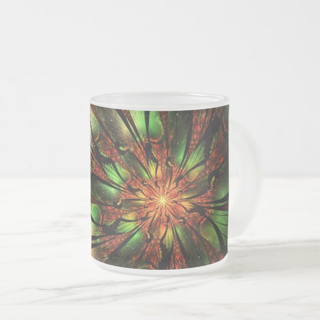 Abstraktes Fraktal Blume Design. Mattglastasse (VorderseiteRechts)