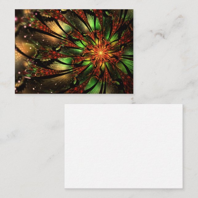 Abstraktes Fraktal Blume Design. Platzkarte (Vorne/Hinten)