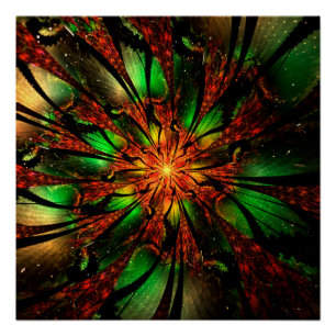 Abstraktes Fraktal Blume Design. Poster