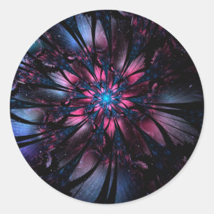 Abstraktes Fraktal Blume Design. Runder Aufkleber