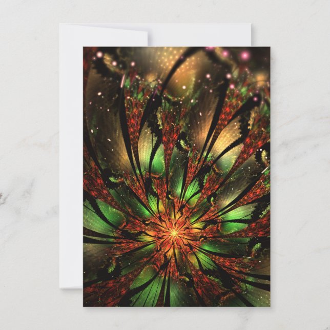Abstraktes Fraktal Blume Design. Save The Date (Vorderseite)