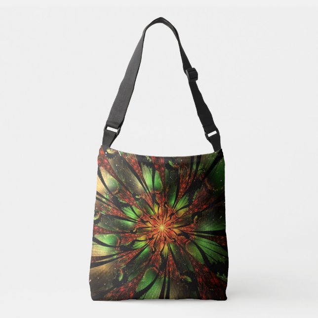 Abstraktes Fraktal Blume Design. Tragetaschen Mit Langen Trägern (Vorderseite)