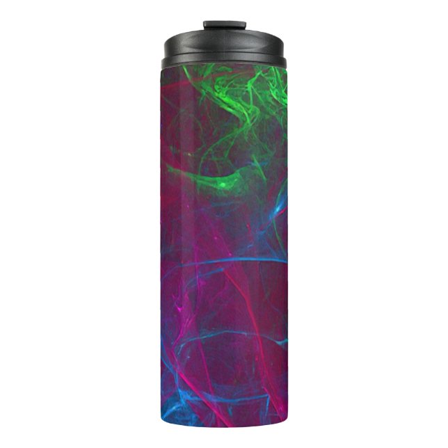 Abstraktes Fraktal Flammen Rosa Lila Blau Grün Thermosbecher (Vorderseite)
