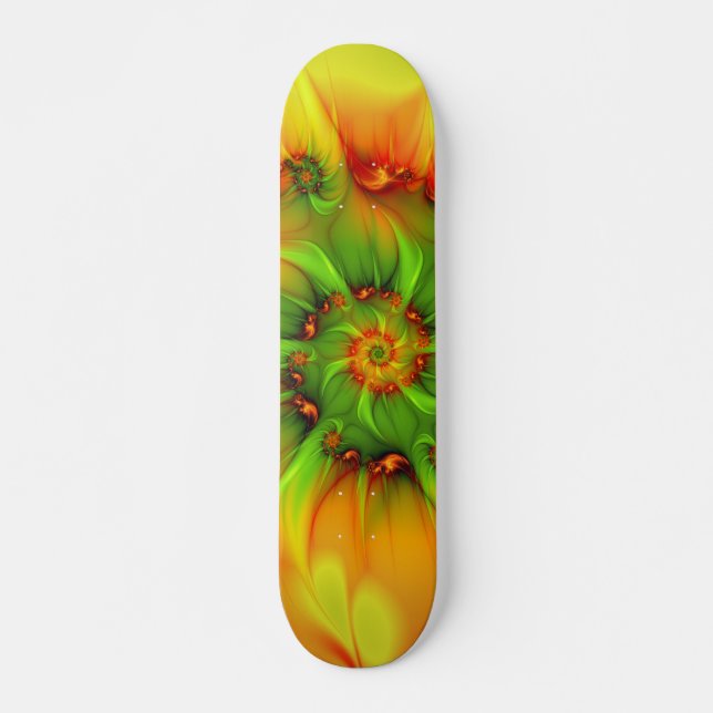 Abstraktes Fraktal im Sommer grün Skateboard (Vorne)