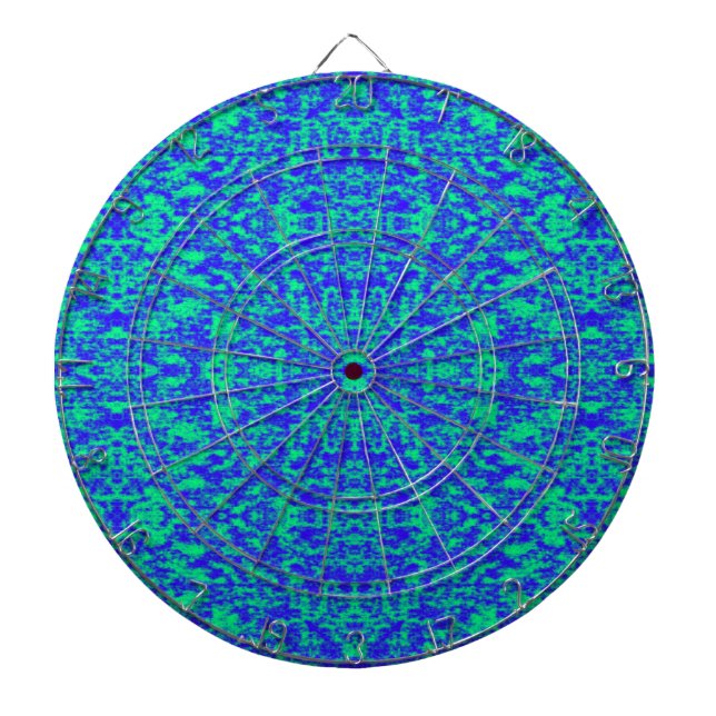 Abstraktes Fraktal in Blau und Grün Dartscheibe (vorne)