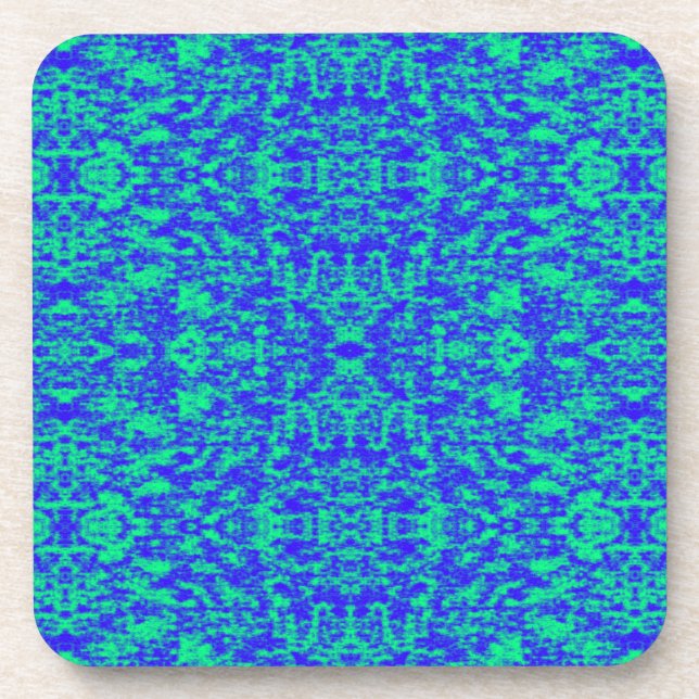 Abstraktes Fraktal in Blau und Grün Getränkeuntersetzer (Vorderseite)
