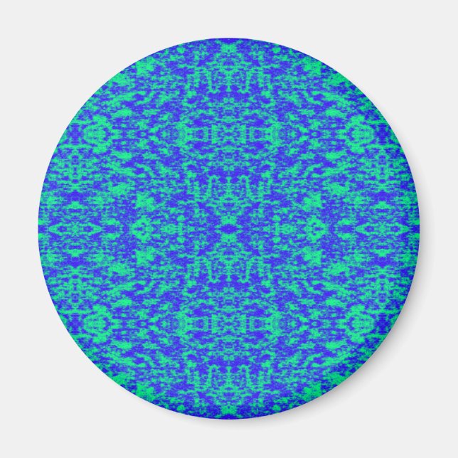 Abstraktes Fraktal in Blau und Grün Magnet (Vorne)