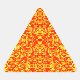 Abstraktes Fraktal in Rot und Orange Dreieckiger Aufkleber