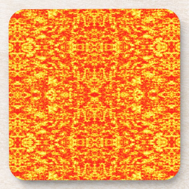 Abstraktes Fraktal in Rot und Orange Getränkeuntersetzer (Vorderseite)