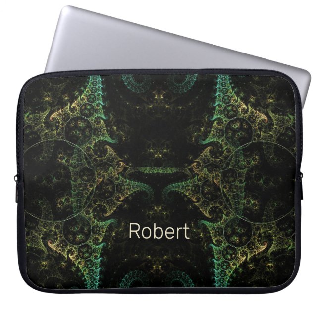Abstraktes Fraktal Mit Monogramm Laptopschutzhülle (Vorderseite)