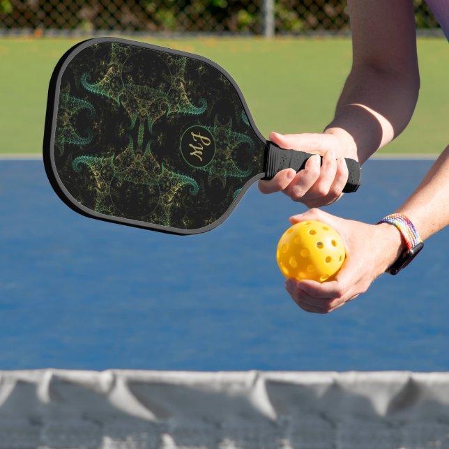 Abstraktes Fraktal Mit Monogramm Pickleball Paddel Schläger (InSitu)