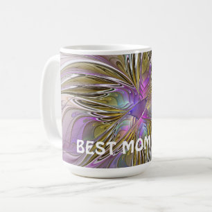 Abstraktes Fraktal mit rosa und goldfarbener Mama Kaffeetasse