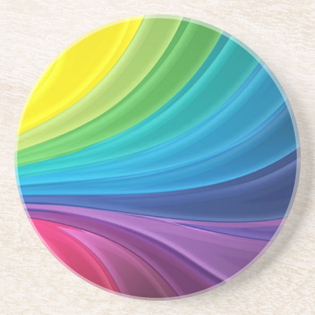 Abstraktes Fraktal Rainbow Swirl Sandstone Unterse Sandstein Untersetzer (Vorne)