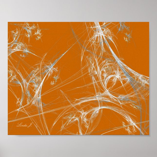 Abstraktes Fraktal Spiegeleflex auf Orange Canvas  Poster (Vorne)