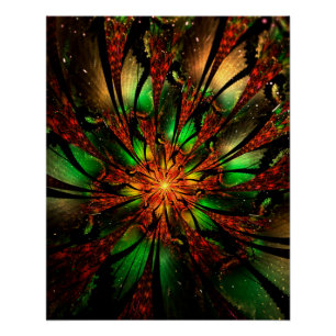 Abstraktes fraktales Blumendesign. Poster