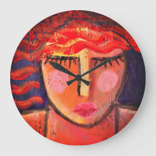Abstraktes Frauenportrait Große Wanduhr