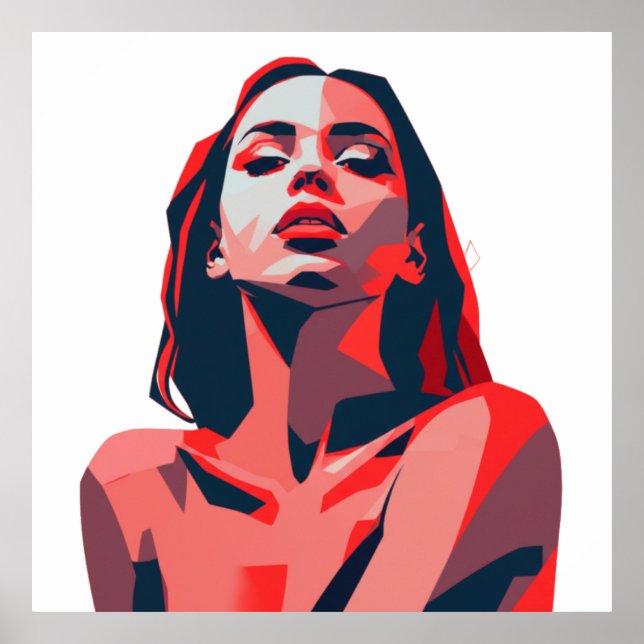 Abstraktes Frauenportrait Modernes Kunstdesign Poster (Vorne)