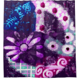 Abstraktes Friedenszeichen Hippie Art Lila Pink Bl Duschvorhang