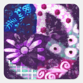 Abstraktes Friedenszeichen Hippie Art Lila Pink Bl Quadratischer Aufkleber