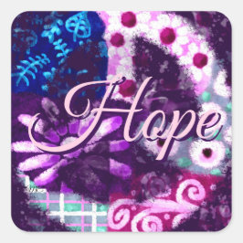 Abstraktes Friedenszeichen Hippie Art Lila Pink Bl Quadratischer Aufkleber