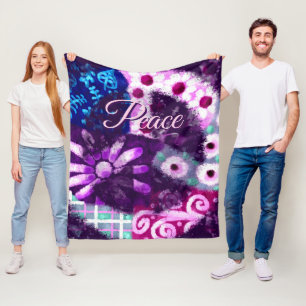Abstraktes Friedenszeichen Hippie Art Personalisie Fleecedecke