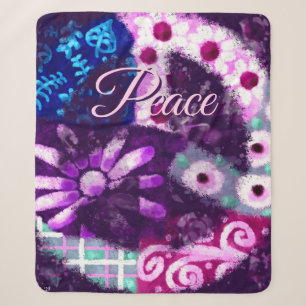 Abstraktes Friedenszeichen Hippie Art Personalisie Sherpadecke