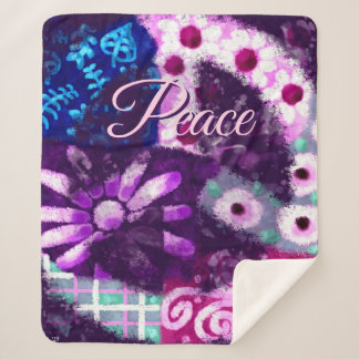 Abstraktes Friedenszeichen Hippie Art Personalisie Sherpadecke