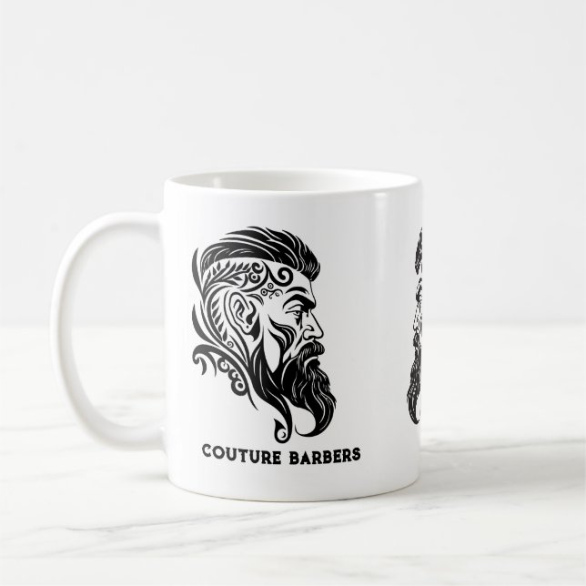 Abstraktes Friseurlogo für Schwarz Kaffeetasse (Links)