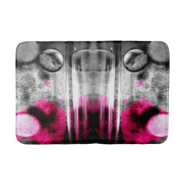 Abstraktes Fuchsia, Grau und Schwarzes Gran Foto K Badematte (Vorderseite)