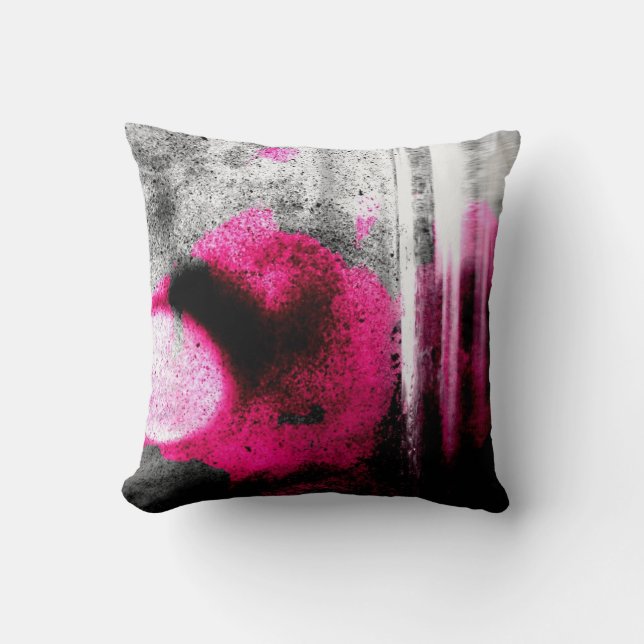 Abstraktes Fuchsia, Grau und Schwarzes Gran Foto K Kissen (Vorderseite)